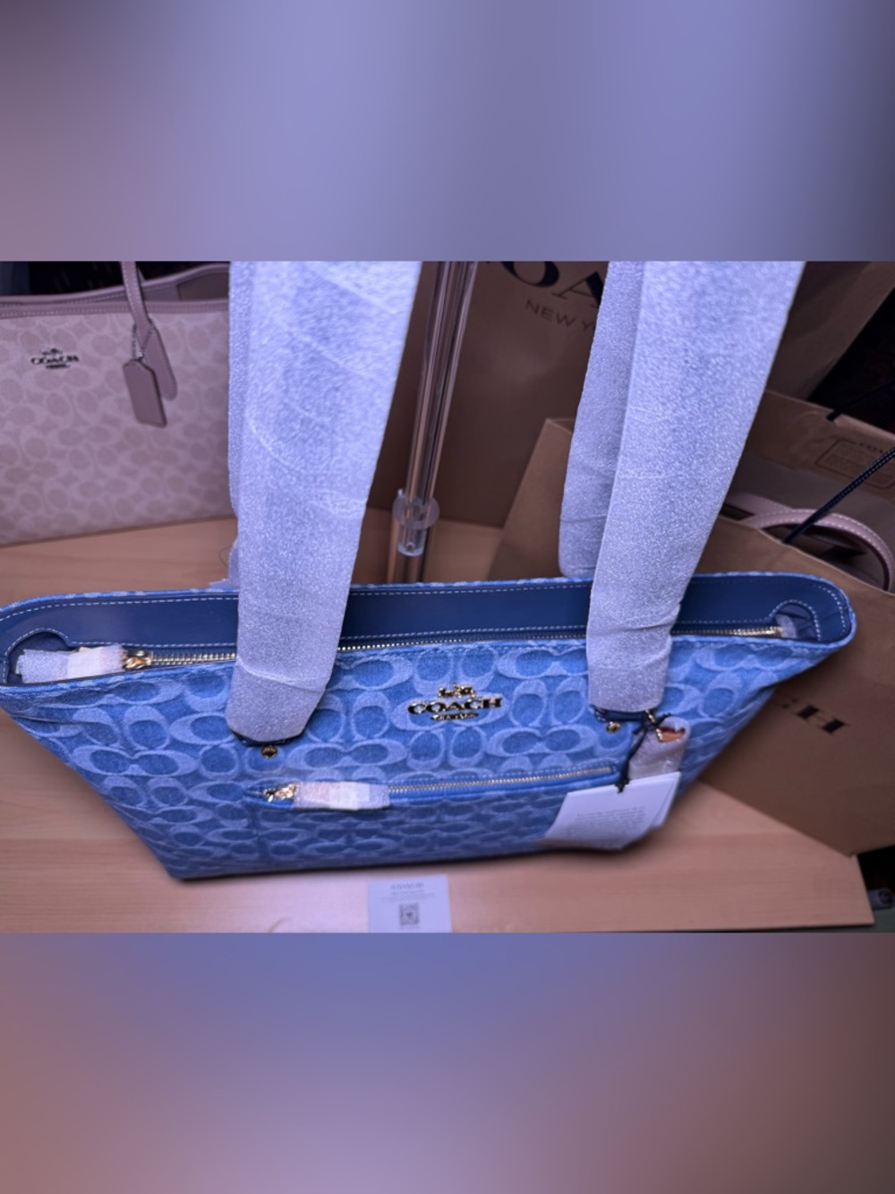 NWT Coach Denim Blue Signature Tote - Picture 2 of 16